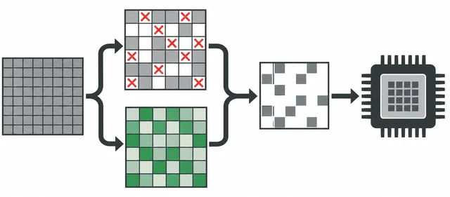 Huawei Large-Model Compression: Automatic Combination of Multiple Compression Strategies: Conceptual technical architecture illustration